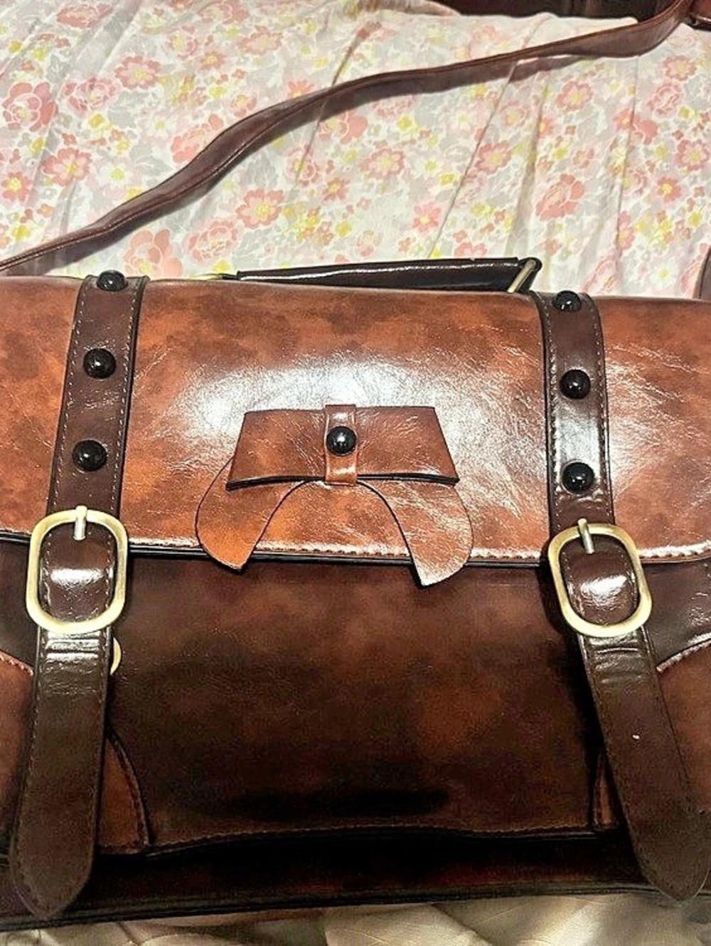 ECOSUSI Classic Bow Briefcase Brown Crossbody Bag